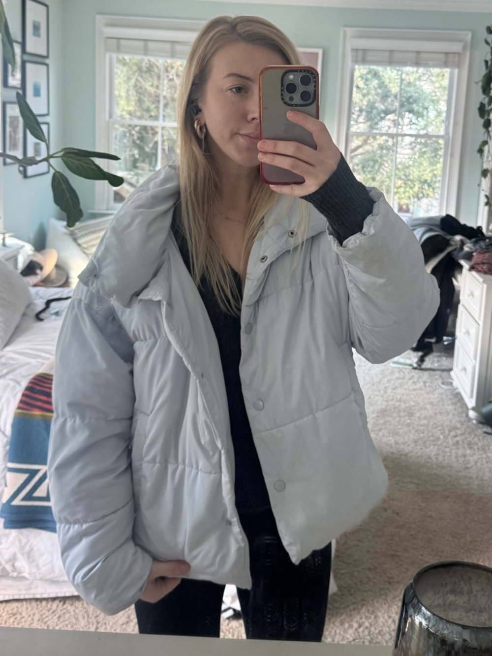 Free People Light Gray Puffer Jacket